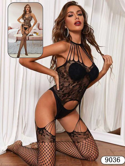Black Lace Fishnet Bodystocking – Style 9036