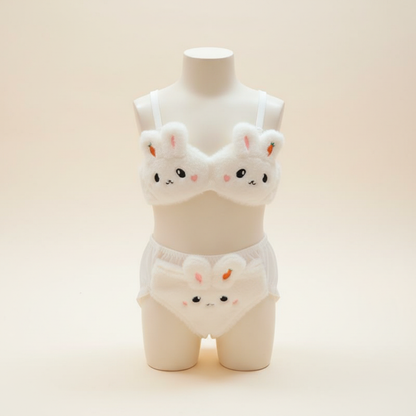 White bunny character kids’ panty set displayed on a child-safe mannequin in a clean catalogue image