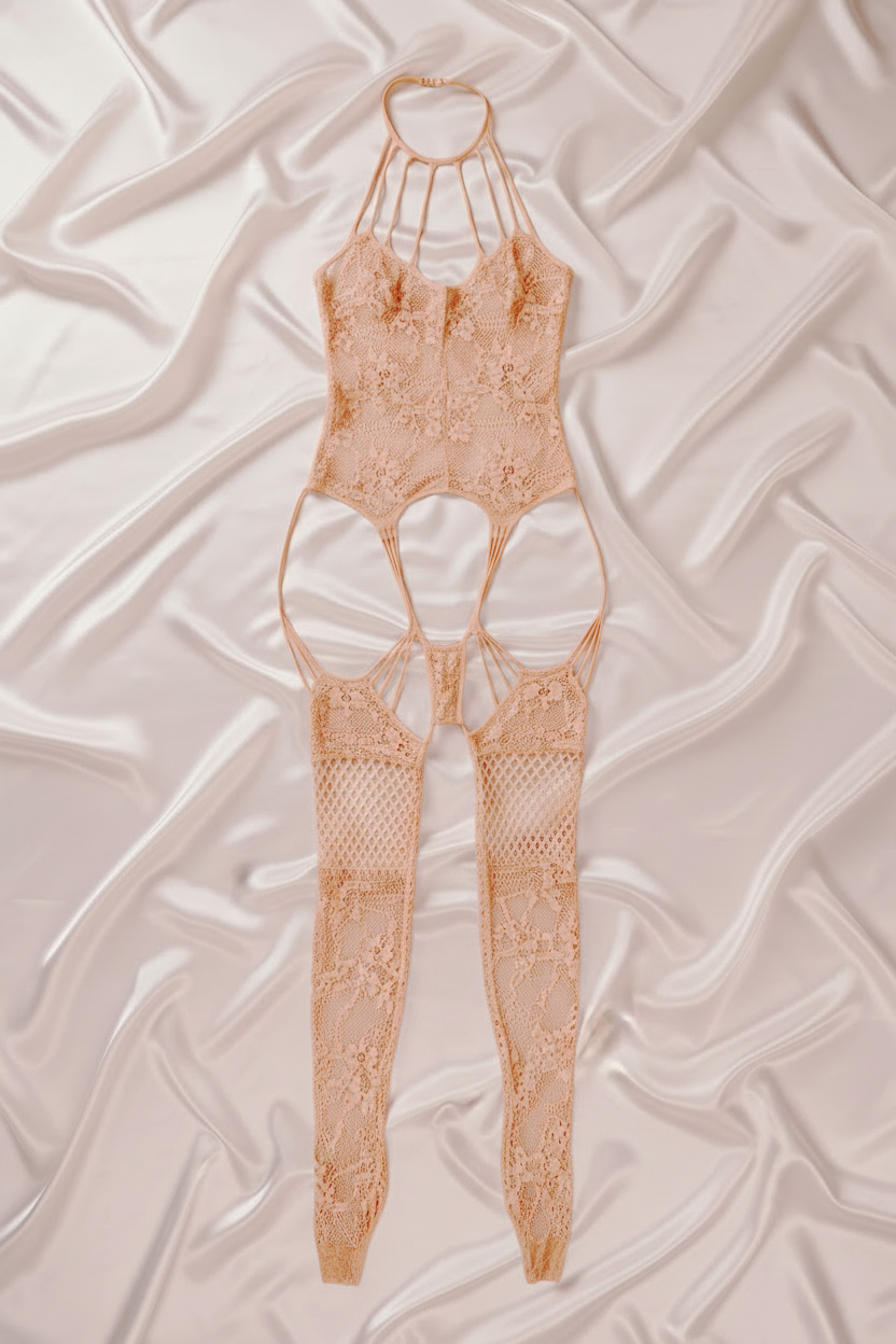 Women's Nude Full Body Lace Bodystocking