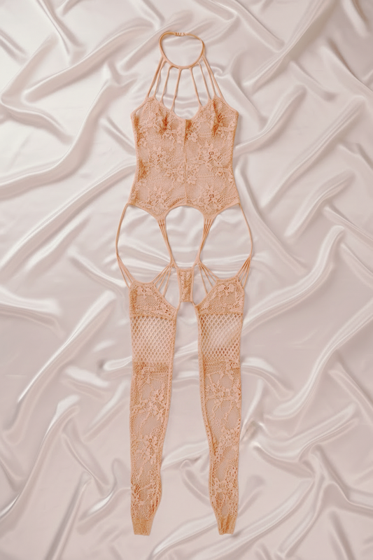 Women's Nude Full Body Lace Bodystocking