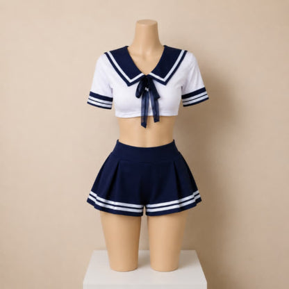 Navy Sailor Collar Two-Piece Set